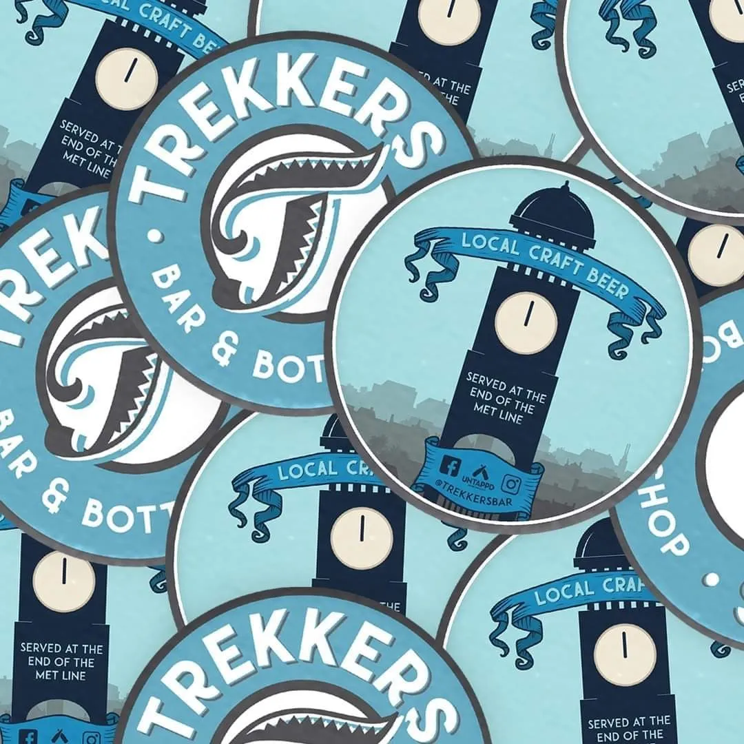 Trekkers beer mats with the clock tower design