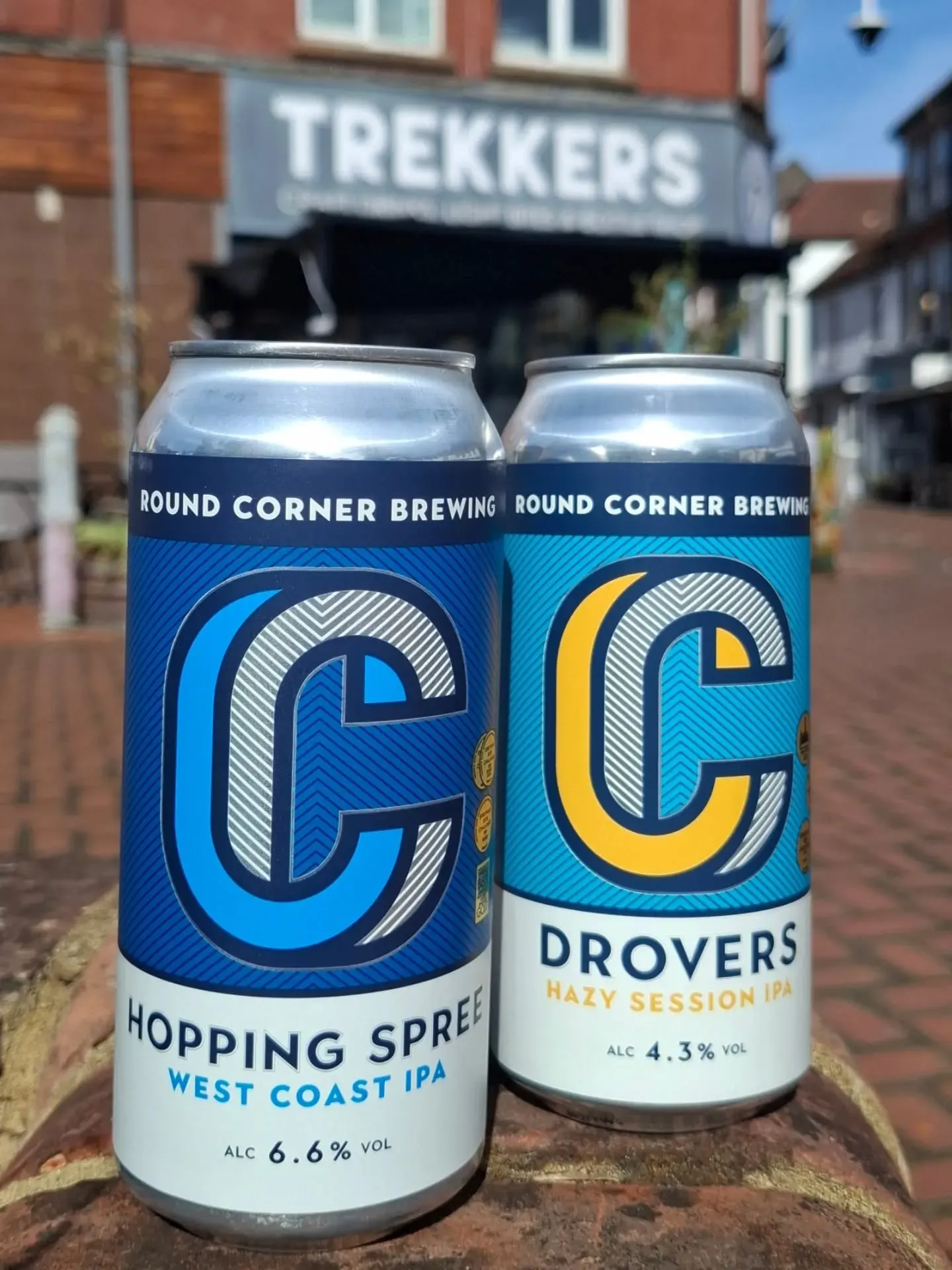 Round Corner Drovers cans outside the shop