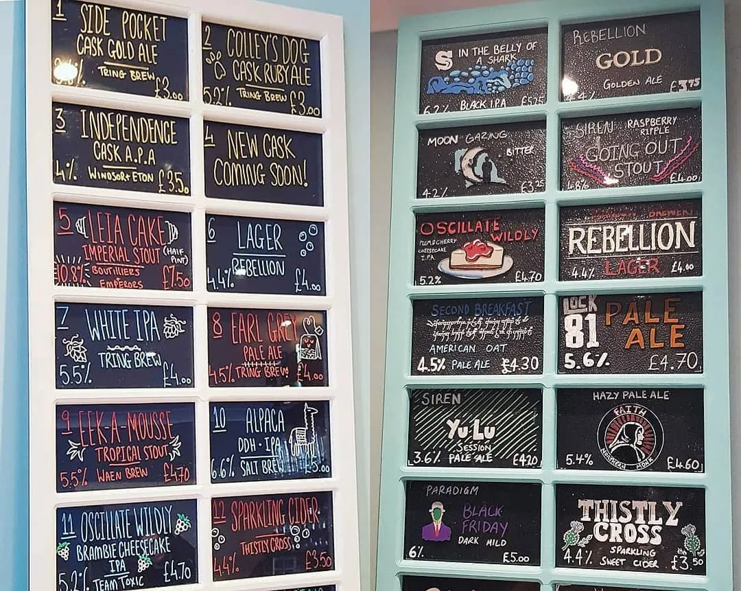 Chalkboard beer menu