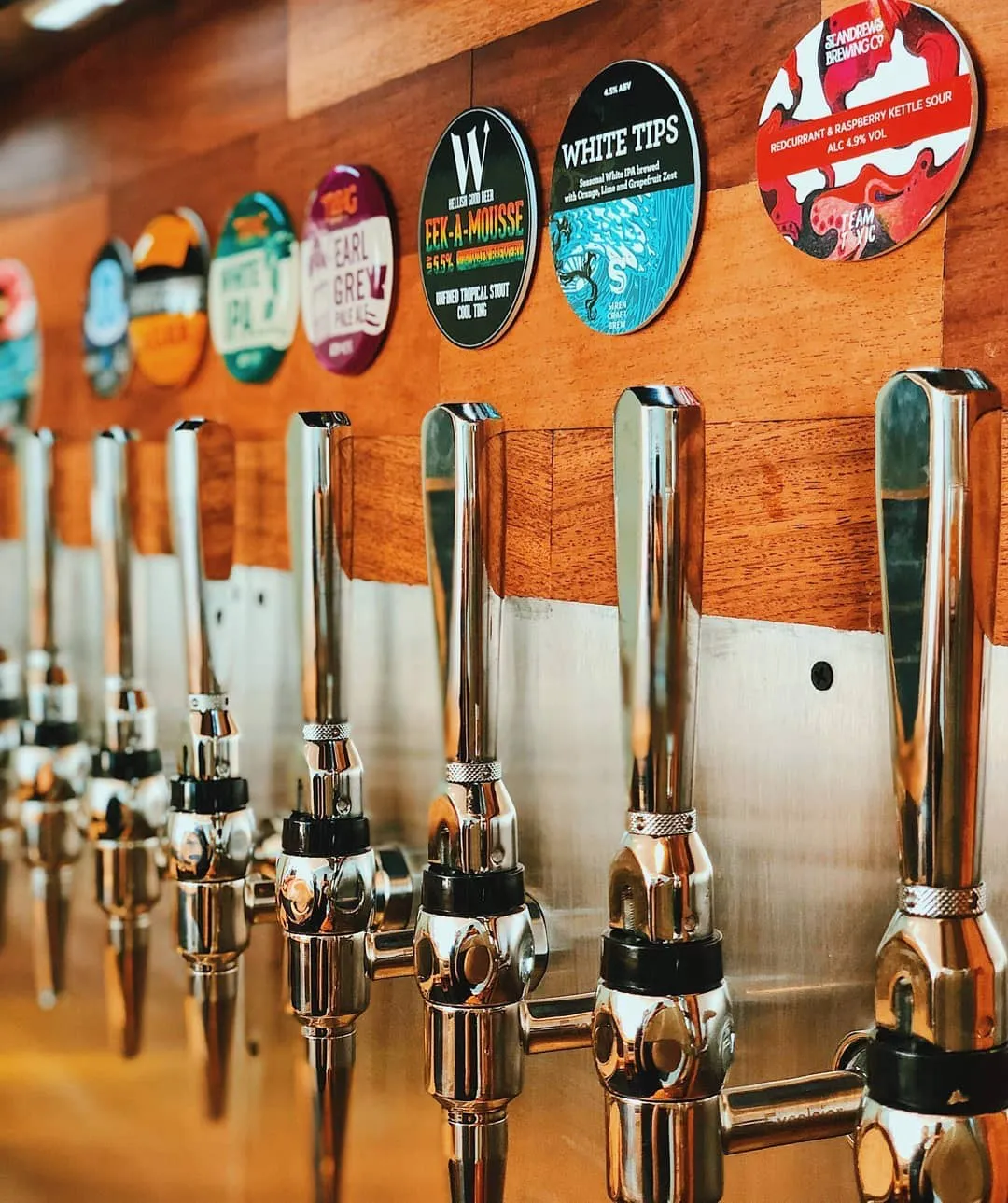 Close-up of the taps and keg badges
